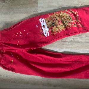 Red Kids Bottoms with Spider Web Design